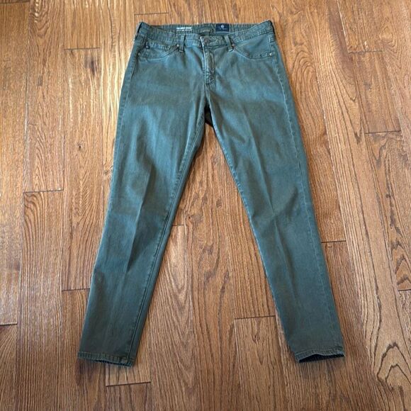 Ag Adriano Goldshmied the Abbey mid rise super skinny fit green jeans 30 - Picture 3 of 14